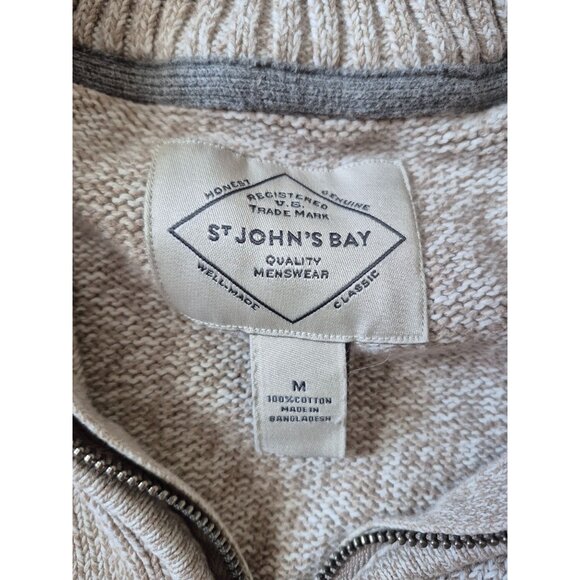 St. John's Bay Mens Cotton Turtleneck Pullover Sweater Patches Comfort Size M - Picture 2 of 7